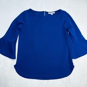 Green Envelope Royal Blue Flared Sleeve Blouse Womens Size S